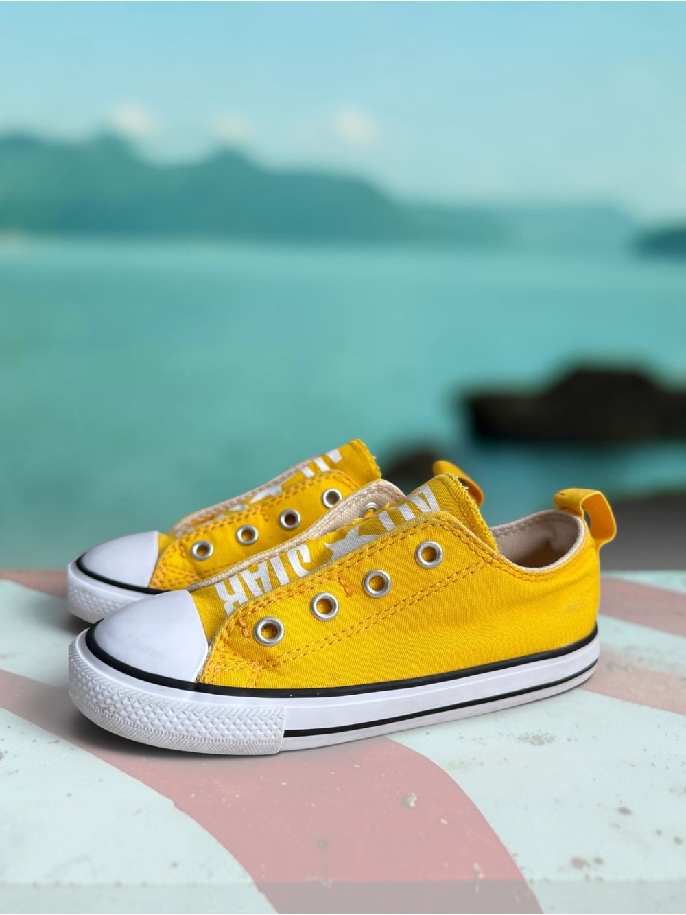 Converse Kids Yellow Canvas Slip-On Sneakers